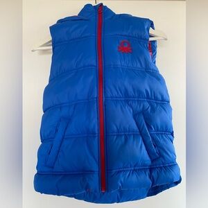 EUC Benetton Sleeveless Padded Jacket with Hood, blue, size L (8-9 years)